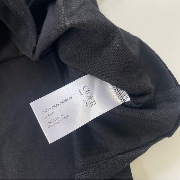 CIDER Women's Black Cropped Knotted Tie-Front Short Sleeve Tee XL New with Tags! - Picture 5 of 7